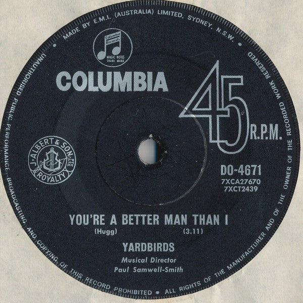 The Yardbirds – Shapes Of Things / You're A Better Man Than I 7" vinyl record, image 2 of 2