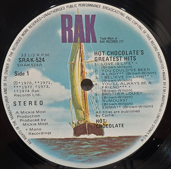 Hot Chocolate – XIV Greatest Hits LP vinyl record, image 2 of 4