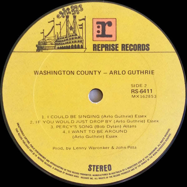 Arlo Guthrie – Washington County LP vinyl record, image 4 of 4