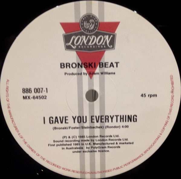 Bronski Beat – Hit That Perfect Beat 12" vinyl record, image 4 of 5