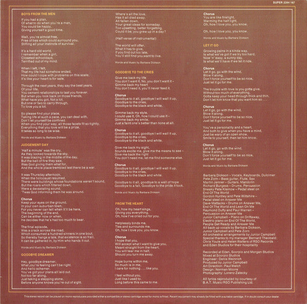 Barbara Dickson – Answer Me LP vinyl record, image 6 of 6