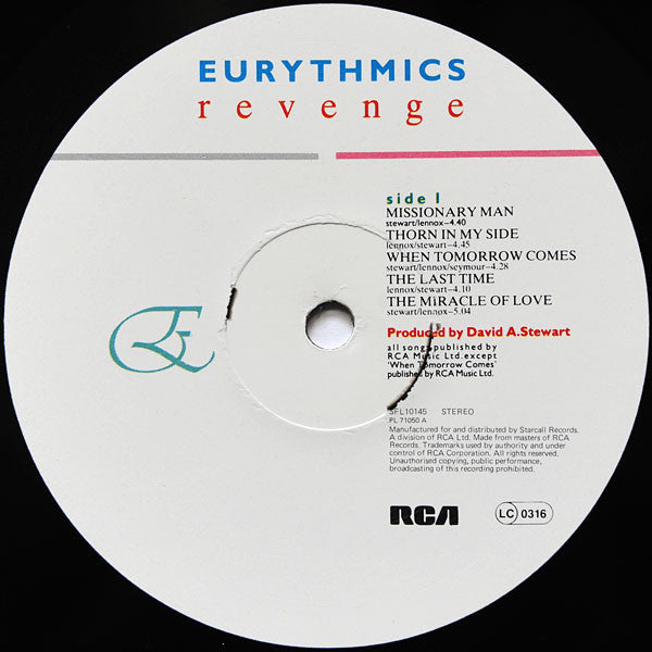 Eurythmics – Revenge LP vinyl record, image 3 of 6