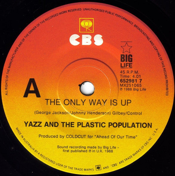 Yazz, The Plastic Population – The Only Way Is Up 7" vinyl record, image 3 of 4