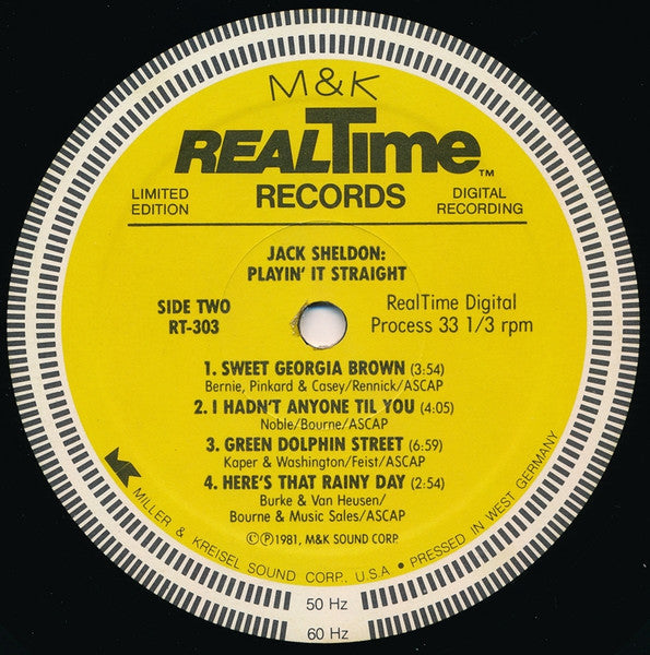 Jack Sheldon – Playin' It Straight LP vinyl record, image 6 of 6