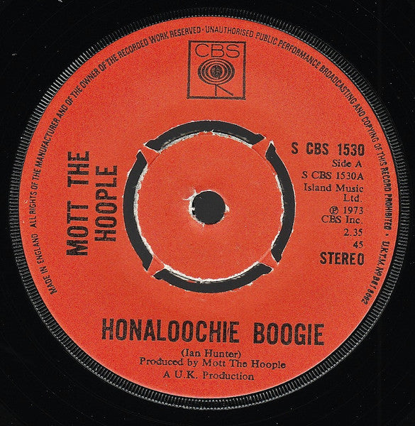 Mott The Hoople – Honaloochie Boogie 7" vinyl record, image 1 of 3