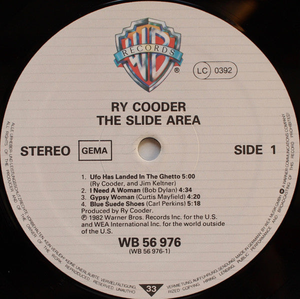 Ry Cooder – The Slide Area LP vinyl record, image 3 of 4
