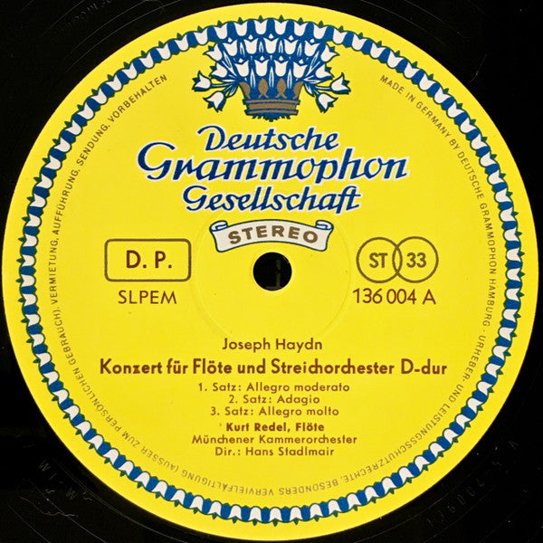 Joseph Haydn, Kurt Redel, Kurt Kalmus, Münchener Kammerorchester, Hans Stadlmair – Flötenkonzert D-dur, Oboenkonzert C-dur LP vinyl record, image 3 of 4