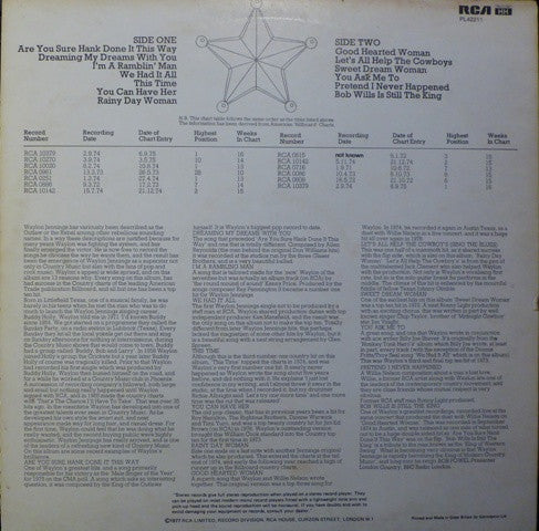 Waylon Jennings – The Hits Of Waylon Jennings LP vinyl record, image 2 of 4