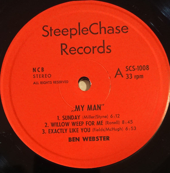 Ben Webster – My Man - Live At Montmartre 1973 LP vinyl record, image 3 of 4