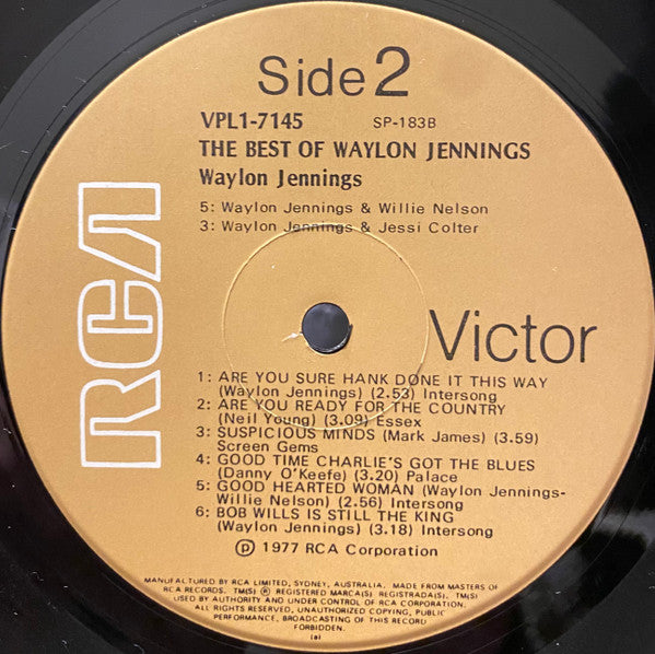 Waylon Jennings – The Best Of Waylon Jennings LP vinyl record, image 4 of 4