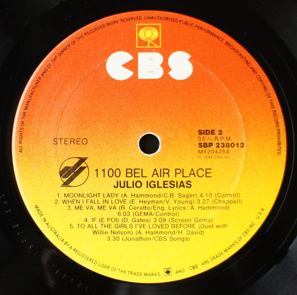 Julio Iglesias – 1100 Bel Air Place LP vinyl record, image 6 of 8