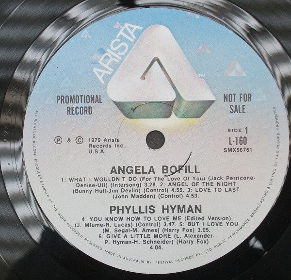 Jennifer Warnes, Phyllis Hyman, Melissa Manchester, Angela Bofill – Promotional Album - Not For Sale LP vinyl record, image 3 of 4
