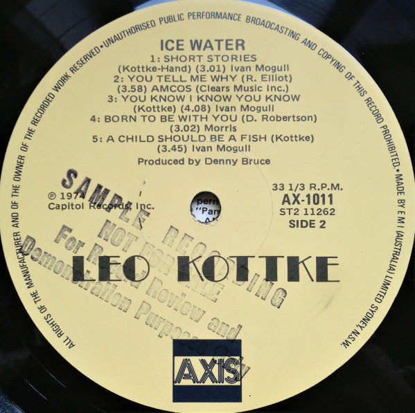 Leo Kottke – Ice Water LP vinyl record, image 7 of 7