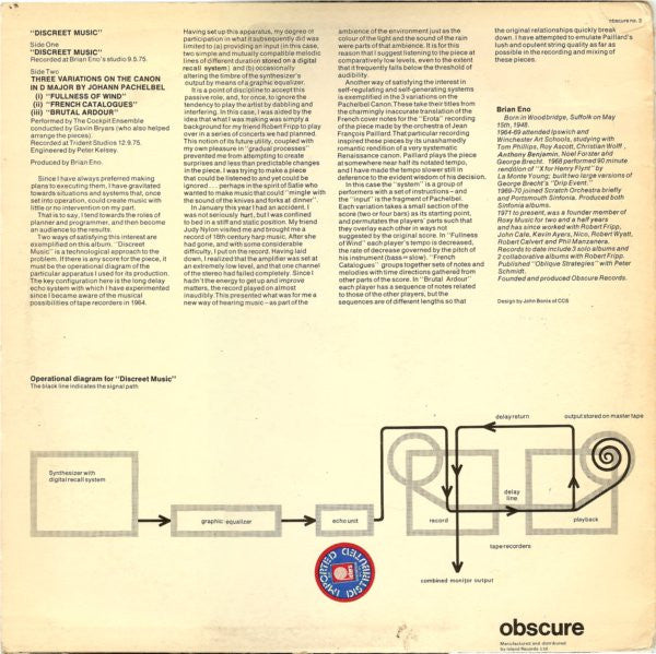 Brian Eno – Discreet Music LP vinyl record, image 2 of 2