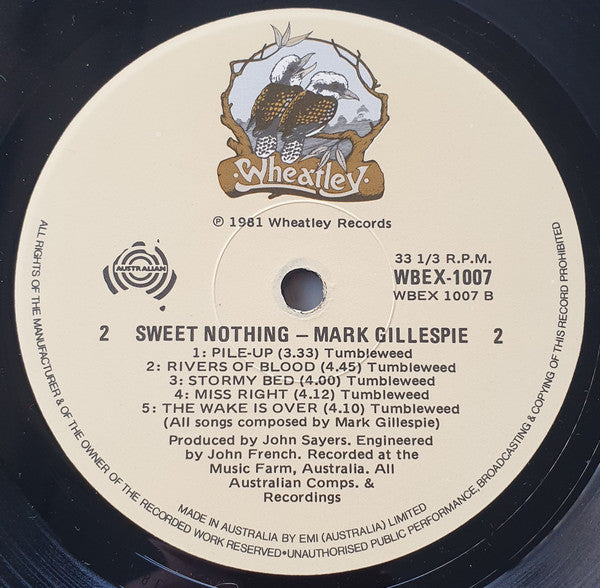 Mark Gillespie – Sweet Nothing LP vinyl record, image 4 of 6