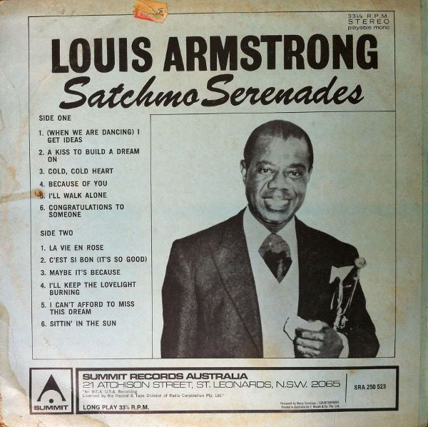 Louis Armstrong – Satchmo Serenades LP vinyl record, image 2 of 4