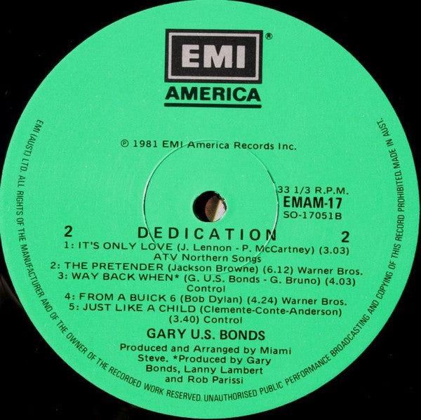Gary U.S. Bonds – Dedication LP vinyl record, image 4 of 6