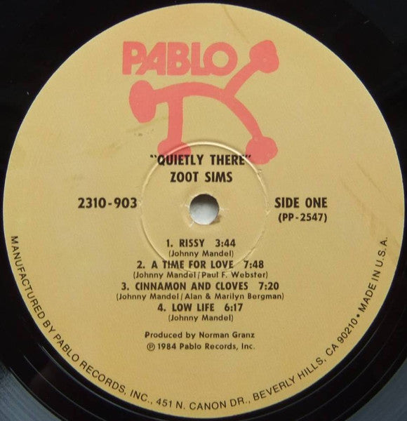 Zoot Sims – Plays Johnny Mandel Quietly There LP vinyl record, image 3 of 4