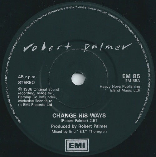 Robert Palmer – Change His Ways 7" vinyl record, image 3 of 4