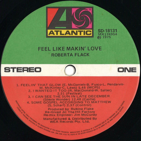 Roberta Flack – Feel Like Makin' Love LP vinyl record, image 5 of 6