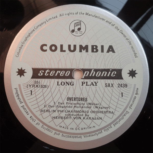 Carl Maria von Weber, Richard Wagner, Otto Nicolai, Felix Mendelssohn-Bartholdy, Herbert von Karajan, Berliner Philharmoniker – Overtures LP vinyl record, image 3 of 4