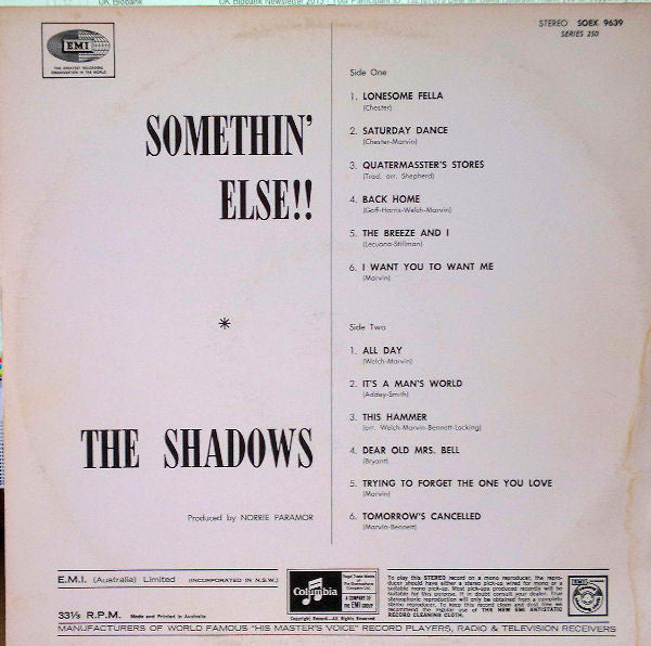 The Shadows – Somethin' Else!! LP vinyl record, image 2 of 4