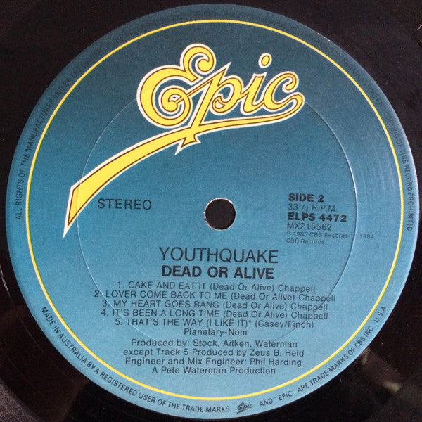 Dead Or Alive – Youthquake LP vinyl record, image 5 of 5