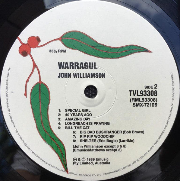 John Williamson – Warragul LP vinyl record, image 4 of 5