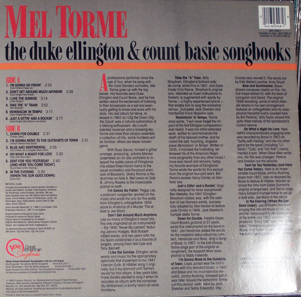 Mel Tormé – The Duke Ellington & Count Basie Songbooks LP vinyl record, image 2 of 4