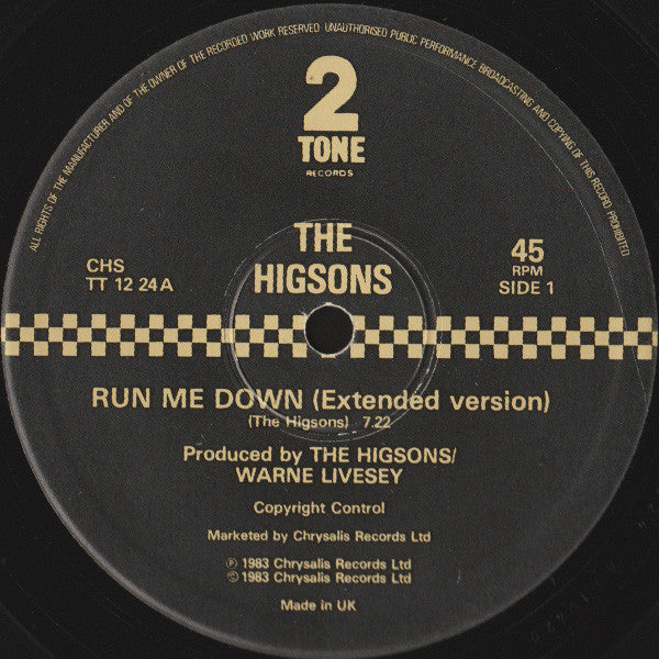 The Higsons – Run Me Down 12" vinyl record, image 3 of 4