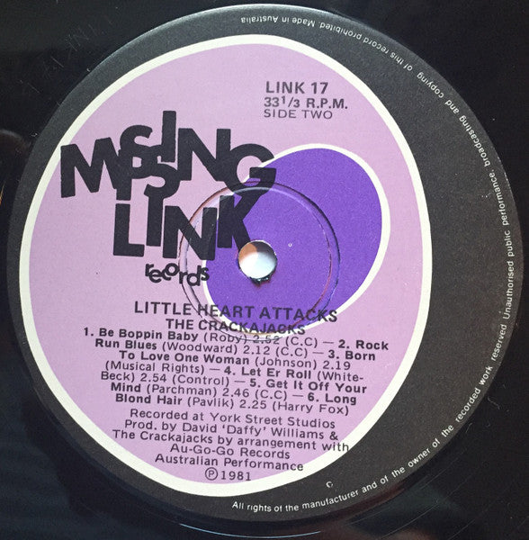 Crackajacks – Little Heart Attacks LP vinyl record, image 4 of 4