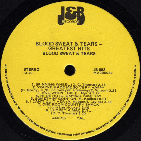 Blood, Sweat And Tears – The Very Best Of Blood, Sweat And Tears LP vinyl record, image 3 of 4