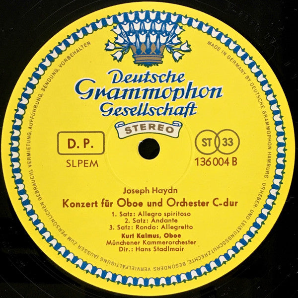 Joseph Haydn, Kurt Redel, Kurt Kalmus, Münchener Kammerorchester, Hans Stadlmair – Flötenkonzert D-dur, Oboenkonzert C-dur LP vinyl record, image 4 of 4