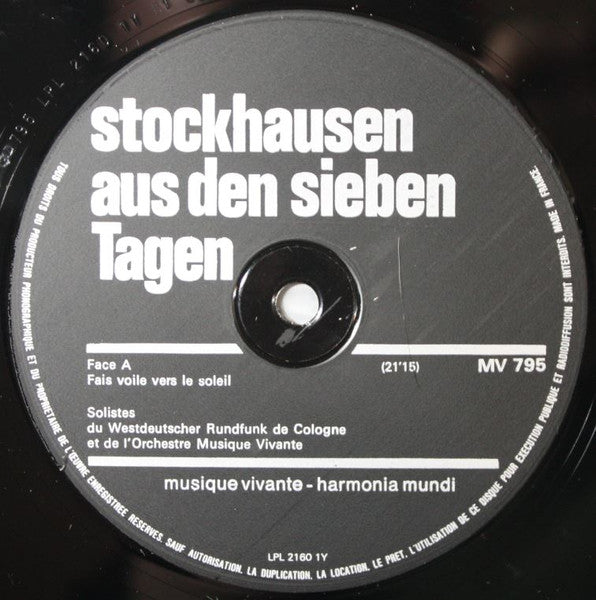 Karlheinz Stockhausen, Ensemble Musique Vivante – Aus Den Sieben Tagen LP vinyl record, image 3 of 5
