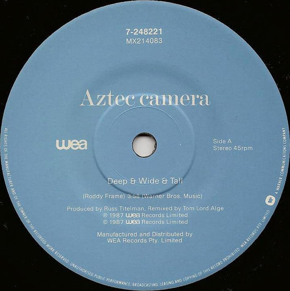 Aztec Camera – Deep & Wide & Tall 7" vinyl record, image 3 of 4