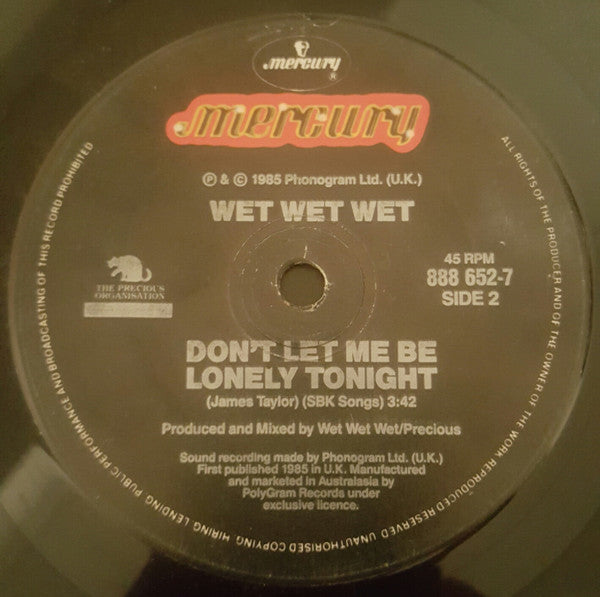 Wet Wet Wet – Sweet Little Mystery 7" vinyl record, image 2 of 2