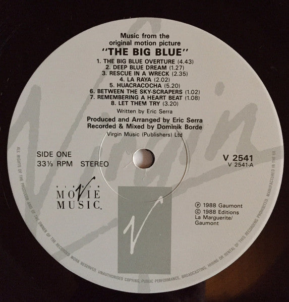 Eric Serra – The Big Blue (Original Motion Picture Soundtrack) LP vinyl record, image 3 of 4