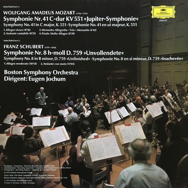 Wolfgang Amadeus Mozart, Franz Schubert, Eugen Jochum, Boston Symphony Orchestra – Jupiter-Symphonie / Unvollendete - Unfinished LP vinyl record, image 2 of 3