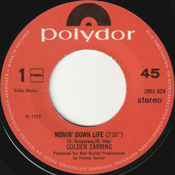 Golden Earring – Movin' Down Life 7" vinyl record, image 3 of 4