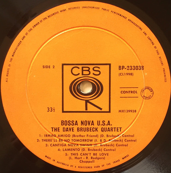 The Dave Brubeck Quartet – Bossa Nova U.S.A. LP vinyl record, image 4 of 4