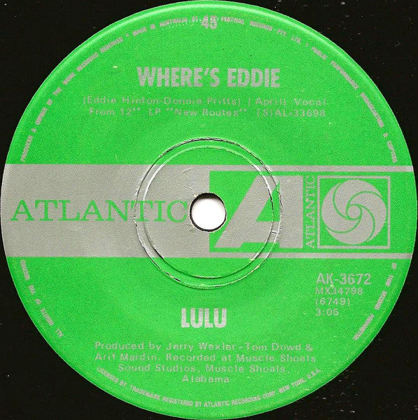 Lulu – Hum A Song (From Your Heart) / Where's Eddie 7" vinyl record, image 2 of 3