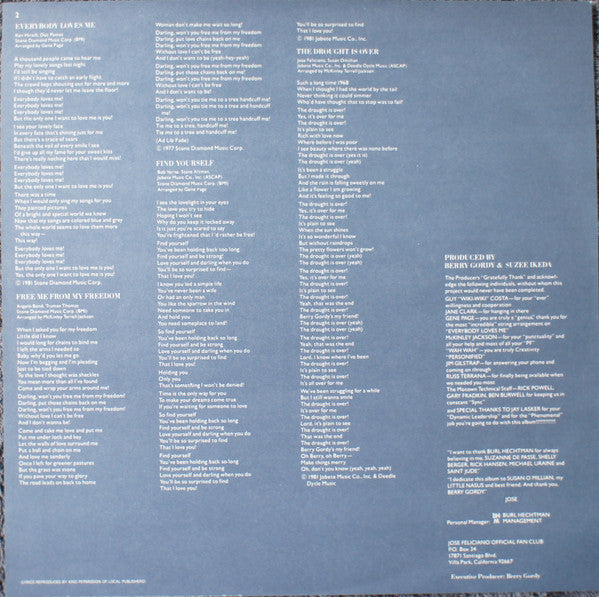 José Feliciano – Jose Feliciano LP vinyl record, image 3 of 5