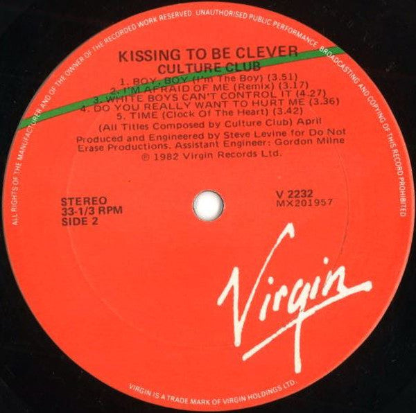 Culture Club – Kissing To Be Clever LP vinyl record, image 4 of 4