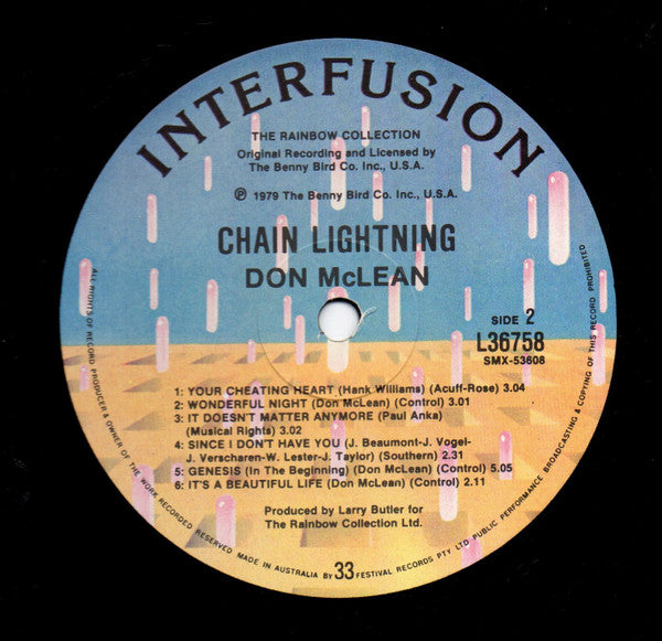 Don McLean – Chain Lightning LP vinyl record, image 5 of 5