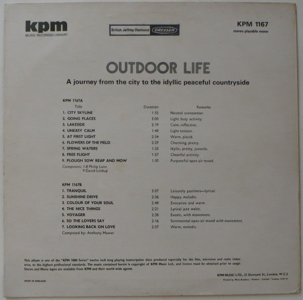 Philip Lane, David Lindup, Anthony Mawer – Outdoor Life LP vinyl record, image 2 of 5