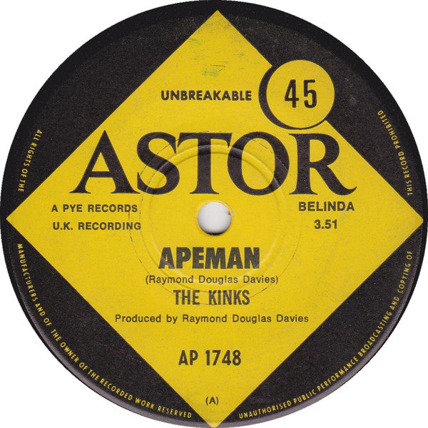 The Kinks – Apeman 7" vinyl record, image 1 of 2