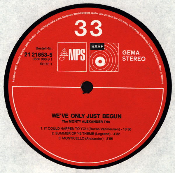 The Monty Alexander Trio – We've Only Just Begun LP vinyl record, image 3 of 4