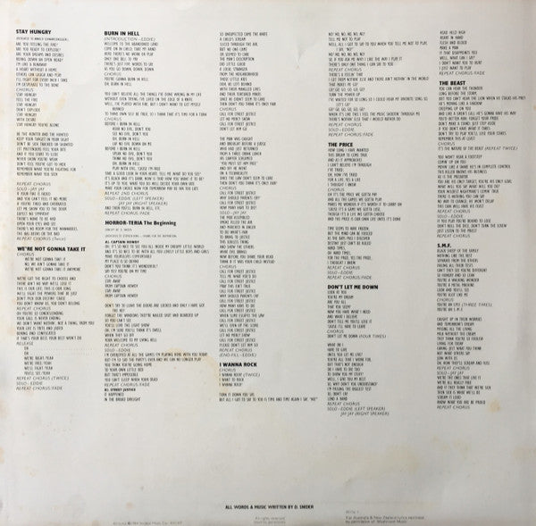 Twisted Sister – Stay Hungry LP vinyl record, image 5 of 8