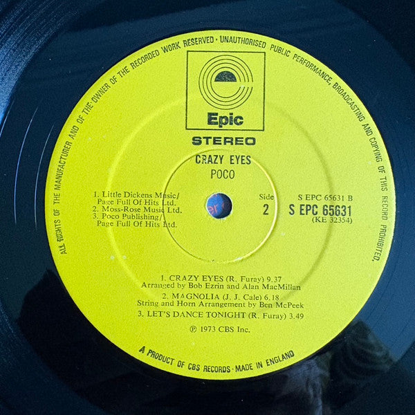 Poco – Crazy Eyes LP vinyl record, image 5 of 5