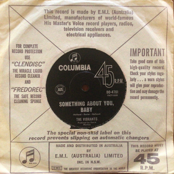 The Vibrants – Danger Zone / Something About You, Baby 7" vinyl record, image 4 of 4